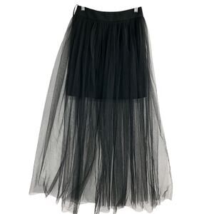 Luxe by Elle Zeitoune Black Tulle Maxi Long Skirt Size 4